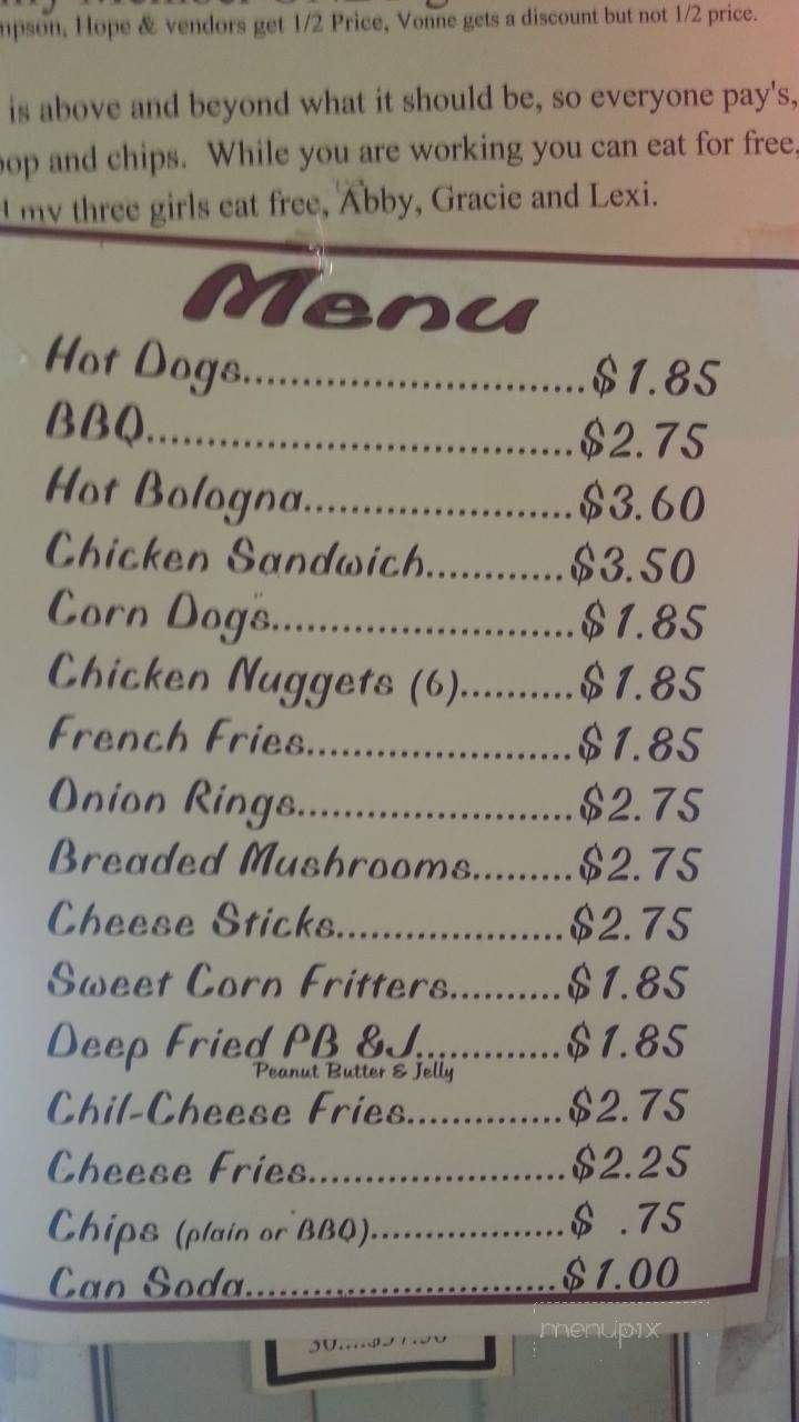 Chum's Hotdogs - Marmet, WV menu_pic