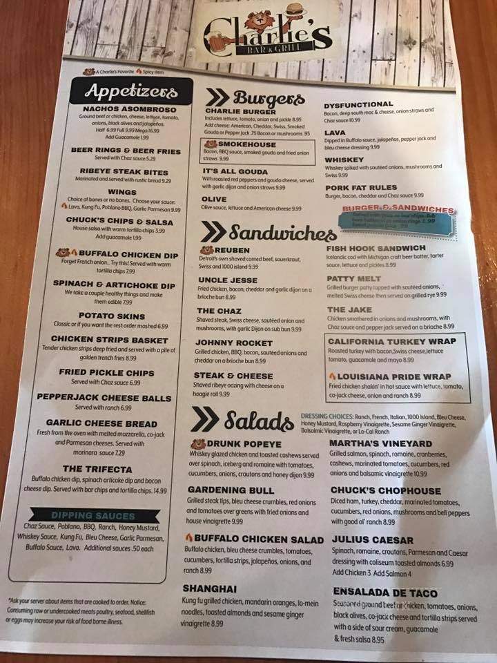 Charlie's - Westphalia, MI menu_pic