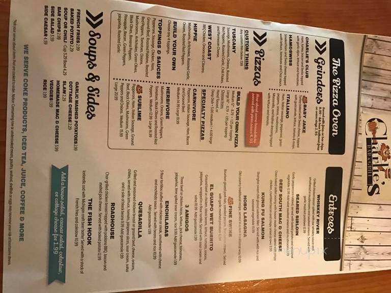 Charlie's - Westphalia, MI menu_pic