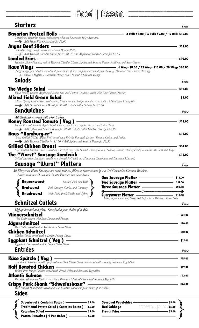 Biergarten Haus - Washington, DC menu_pic