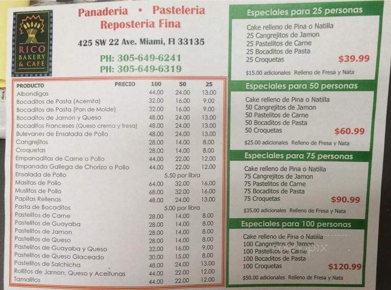 Rico Bakery - Miami, FL menu_pic