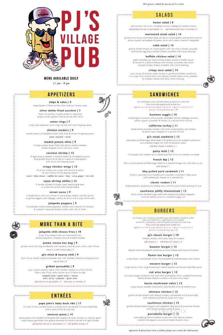 PJ's Village Pub - Sedona, AZ menu_pic