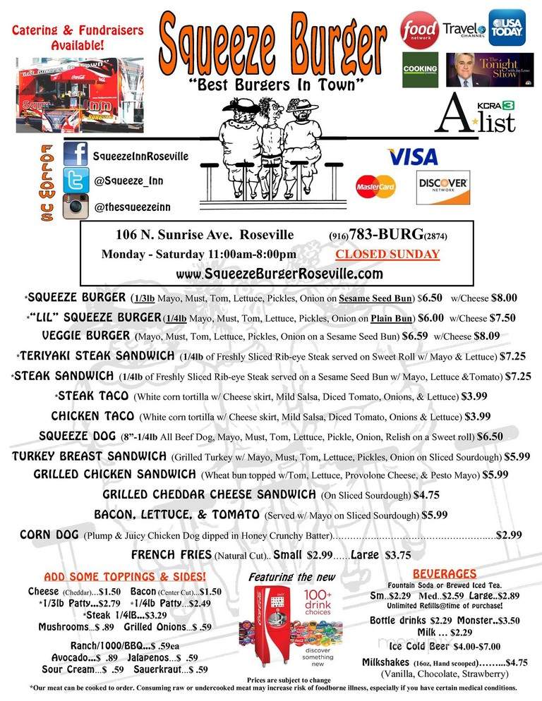 Squeeze Inn - Roseville, CA menu_pic