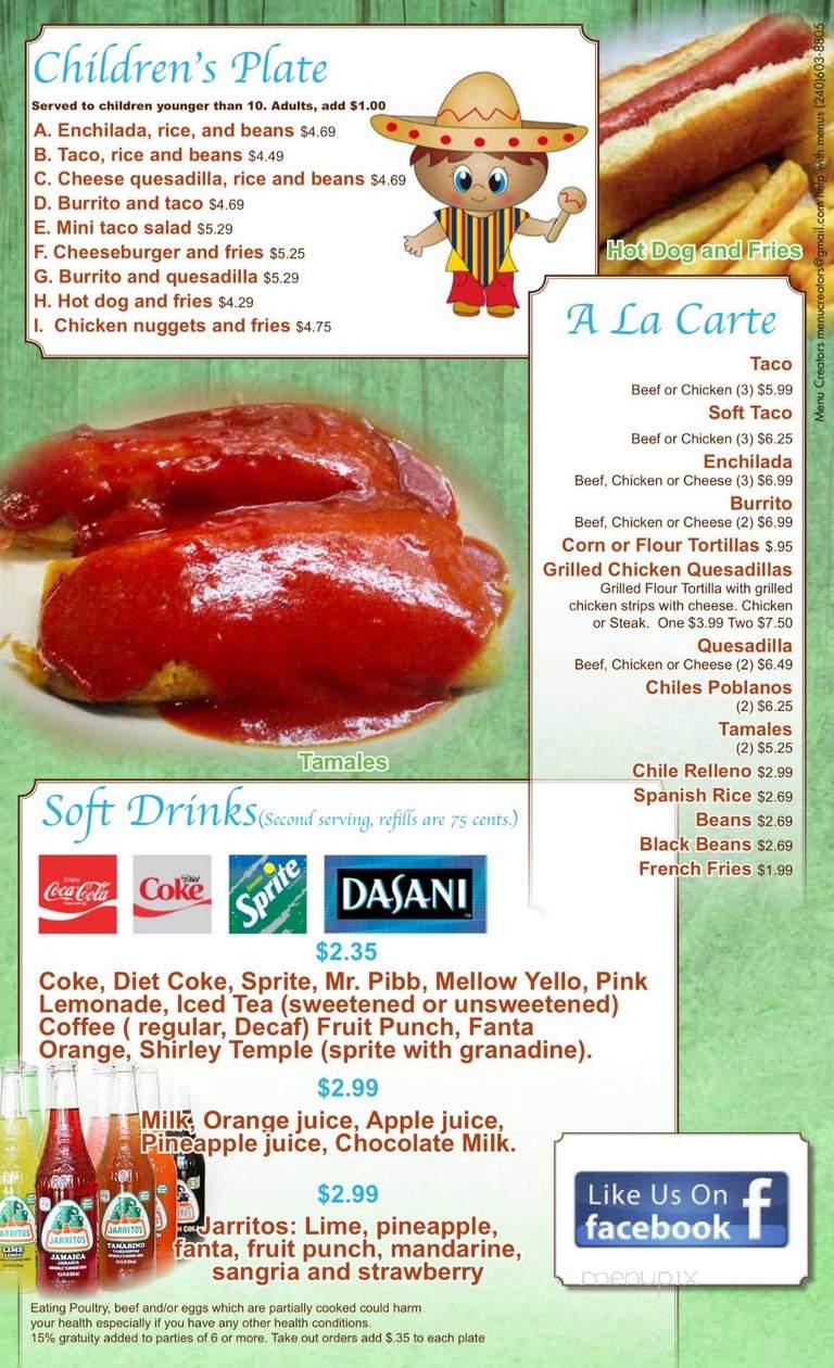 El Puerto Mexican Restaurant - Waynesboro, VA menu_pic