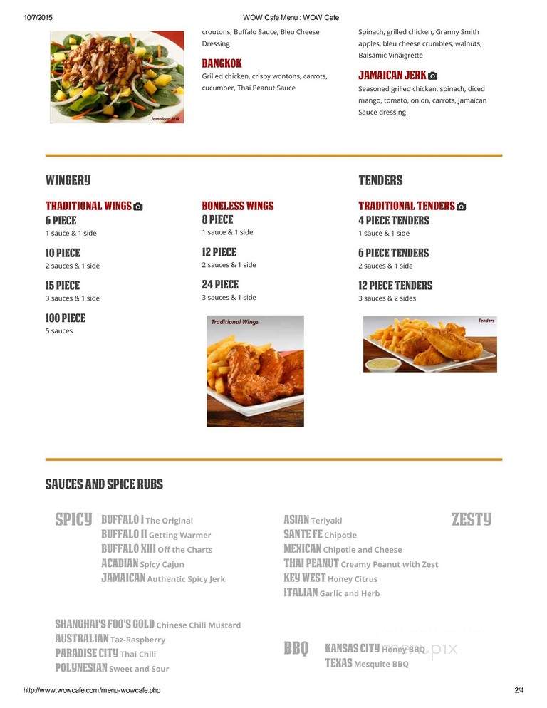 Wow Cafe & Wingery - Rome, GA menu_pic