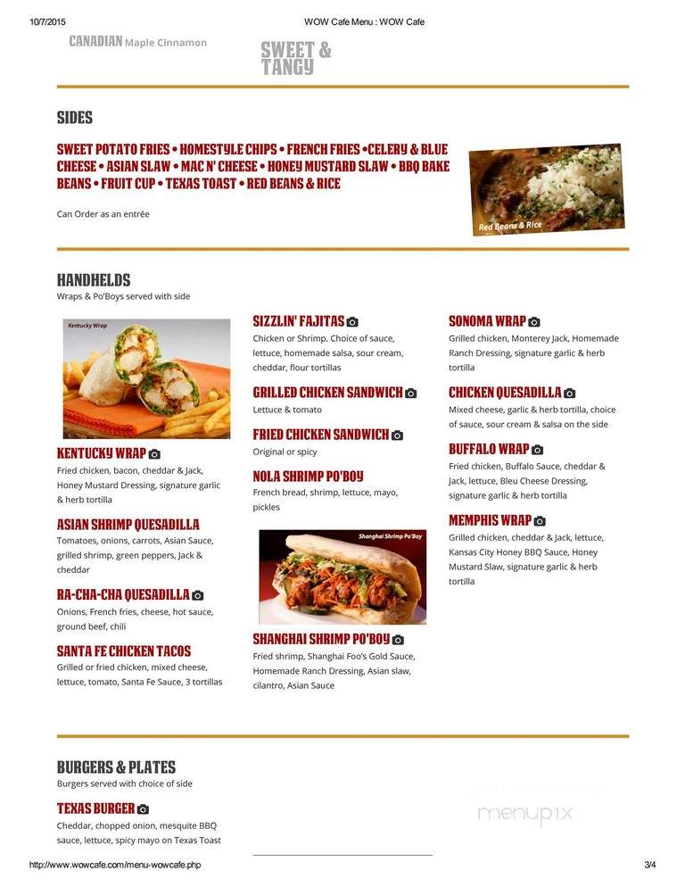 Wow Cafe & Wingery - Rome, GA menu_pic
