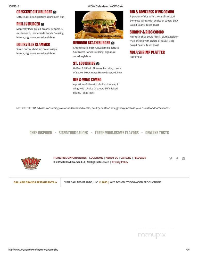 Wow Cafe & Wingery - Rome, GA menu_pic
