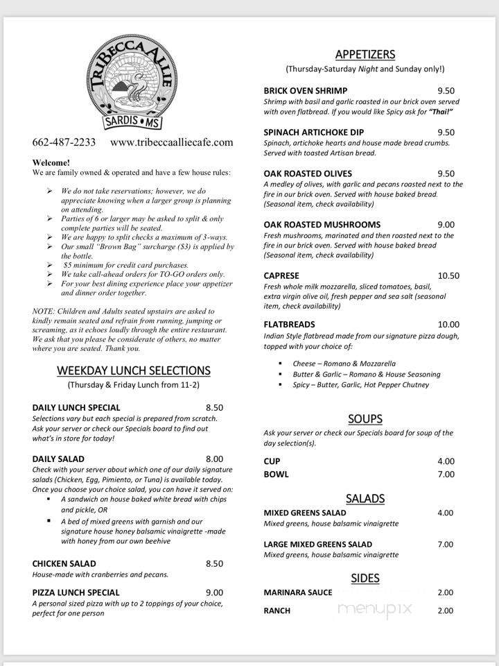 TriBecca Allie Cafe' - Sardis, MS menu_pic