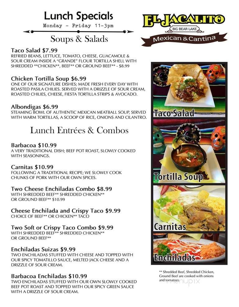 El Jacalito Mexican Food - Big Bear Lake, CA menu_pic