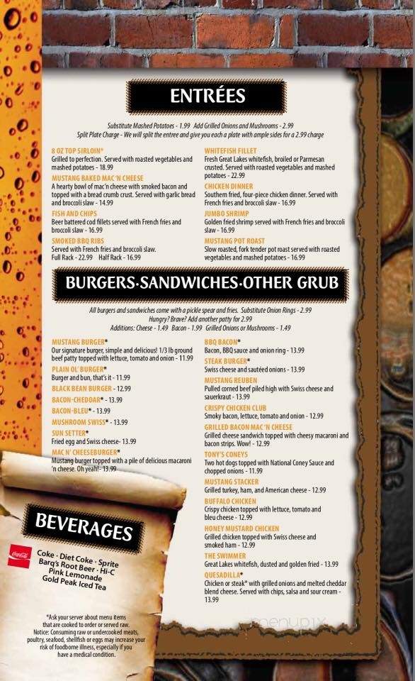 Mustang Lounge - Mackinac Island, MI menu_pic