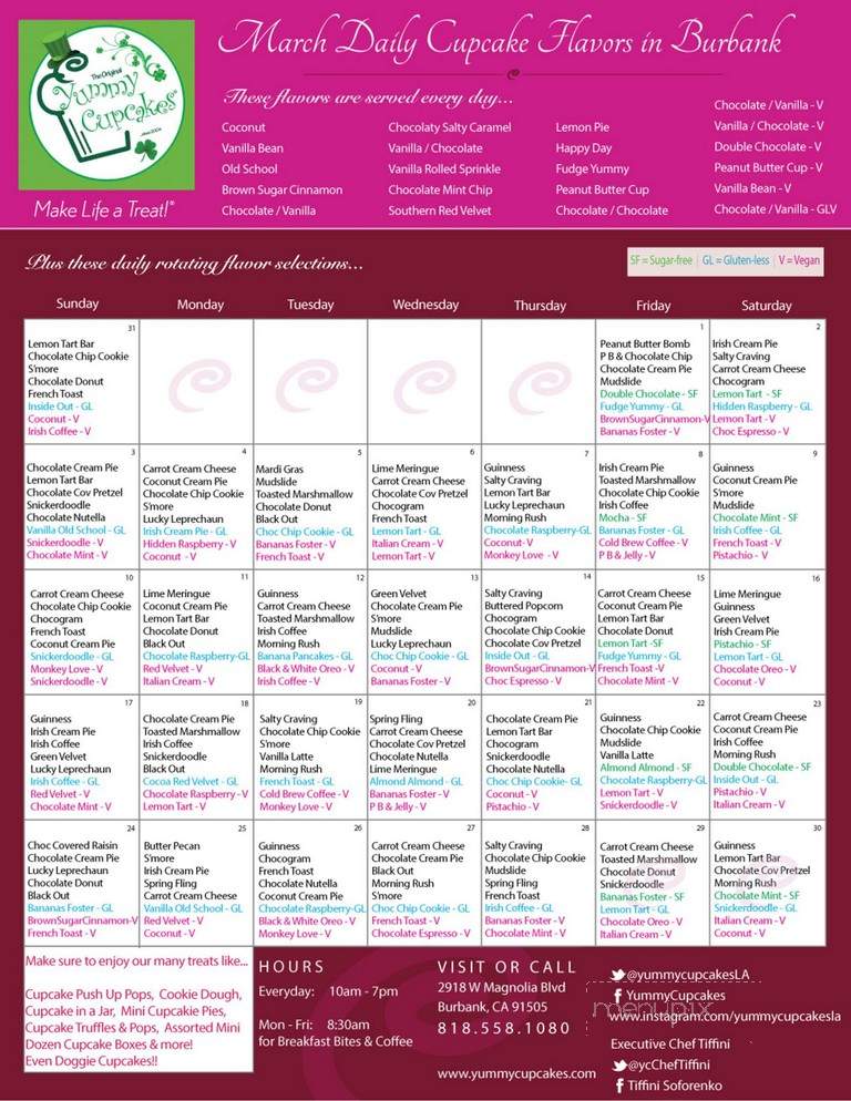 Yummy Cupcakes - Burbank, CA menu_pic