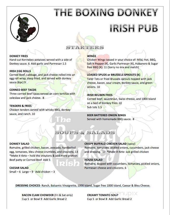 Boxing Donkey - Roseville, CA menu_pic