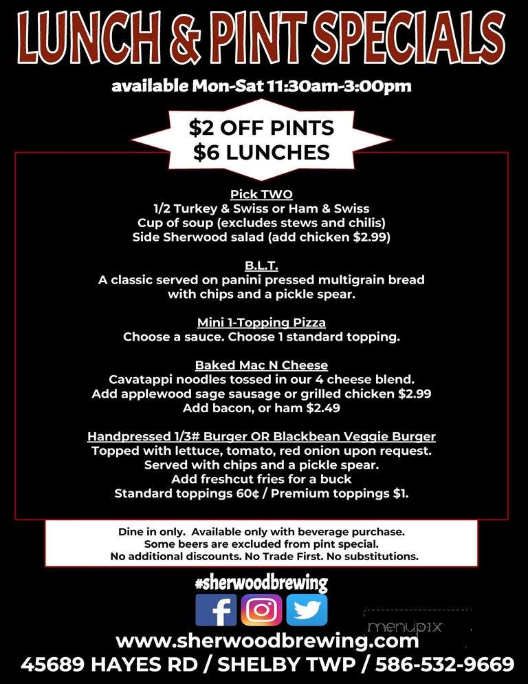 Sherwood Brewing Company - Shelby Township, MI menu_pic