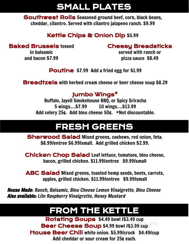 Sherwood Brewing Company - Shelby Township, MI menu_pic