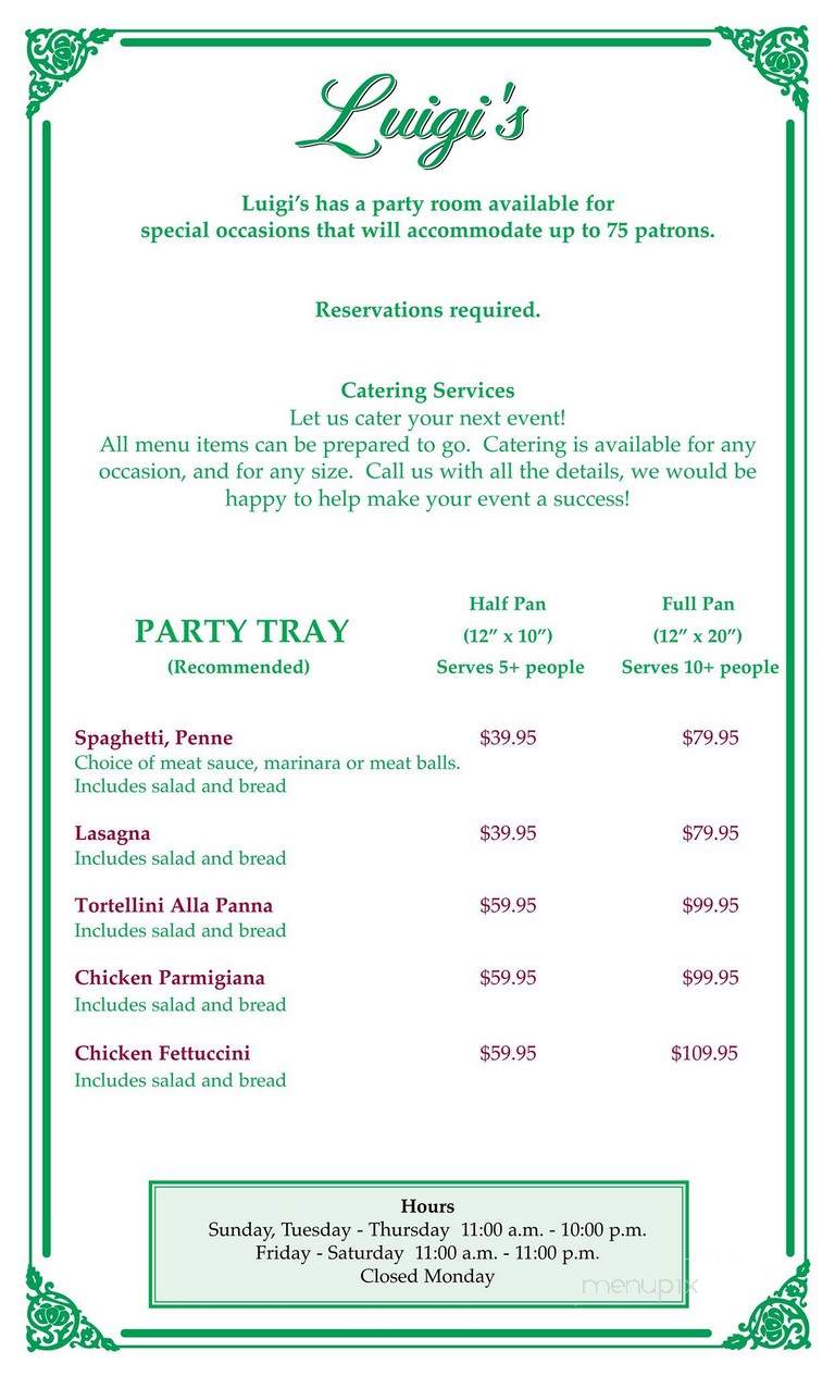 Luigi's Italian Cafe - Rockwall, TX menu_pic