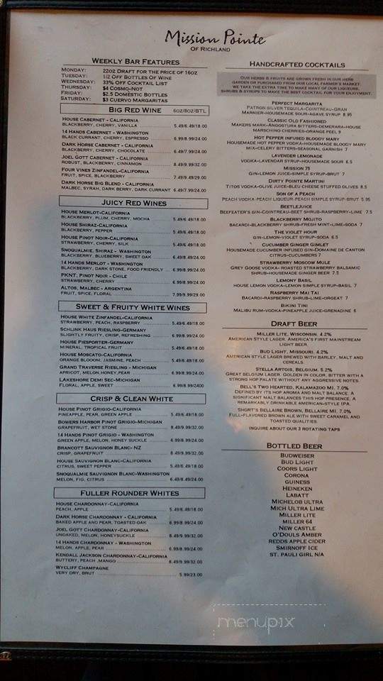 Mission Pointe - Richland, MI menu_pic