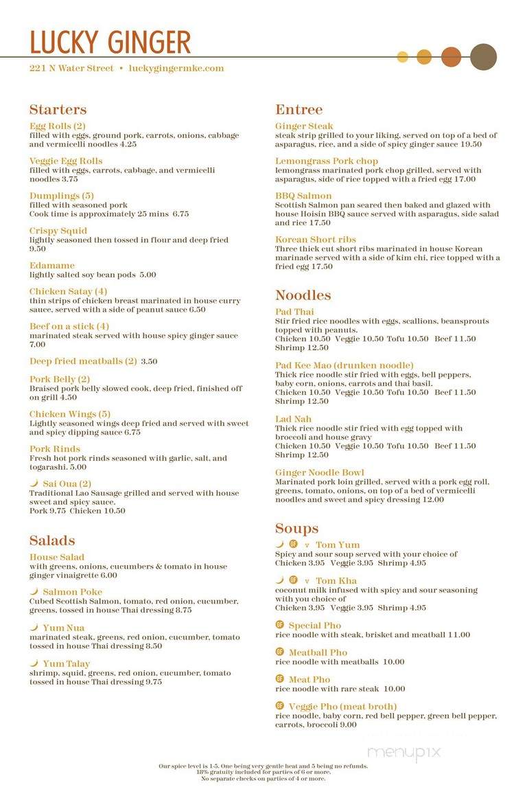 Lucky Ginger - Washington, DC menu_pic