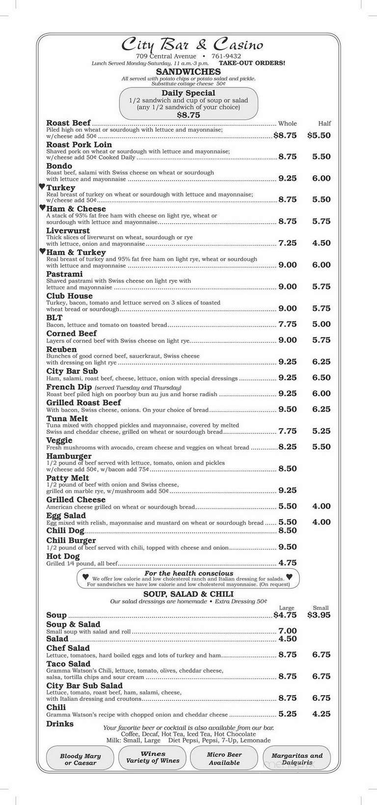 City Bar - Great Falls, MT menu_pic