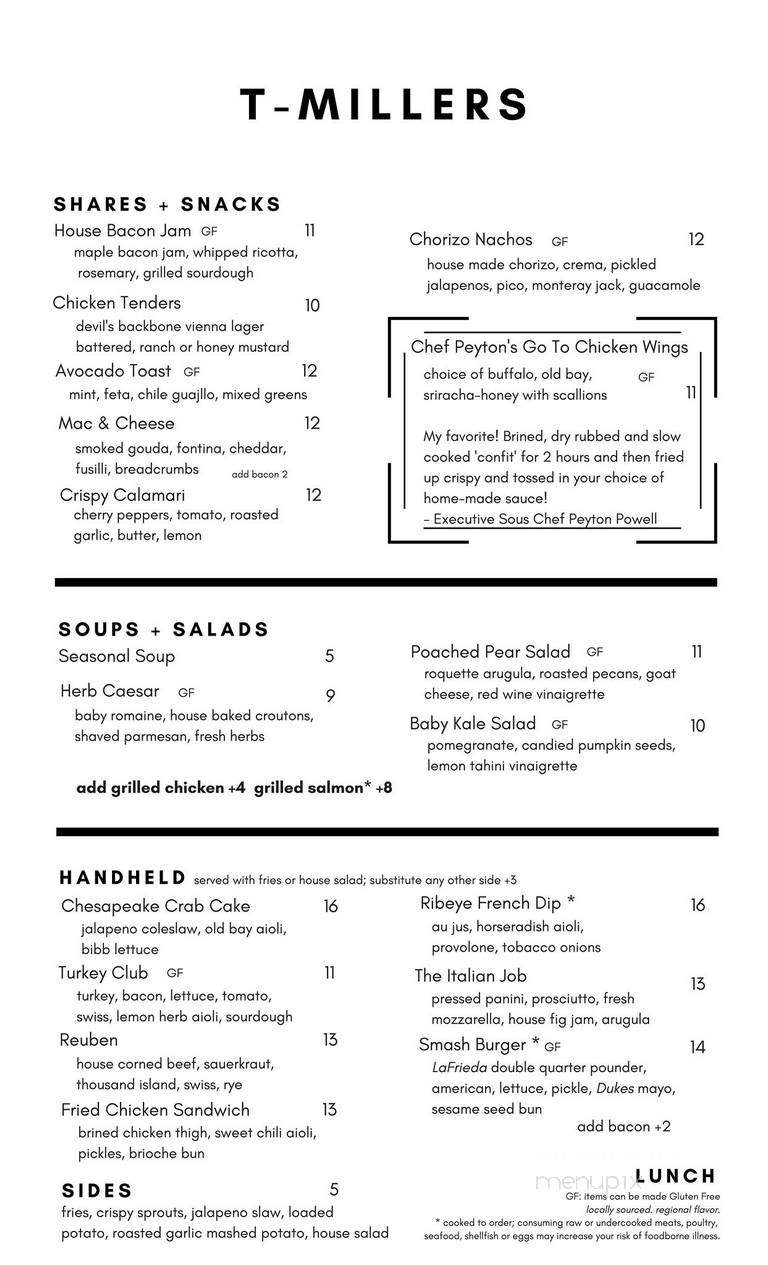 T-Miller's Sports Bar and Grill - Richmond, VA menu_pic