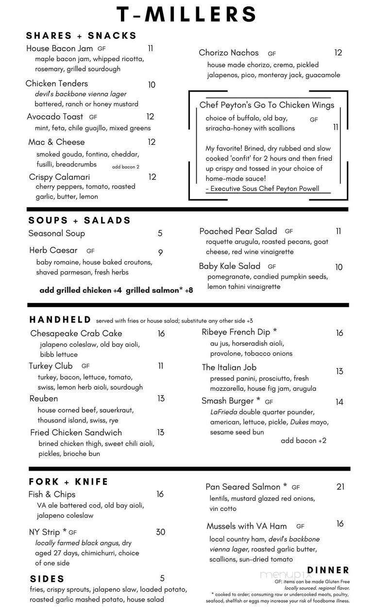 T-Miller's Sports Bar and Grill - Richmond, VA menu_pic