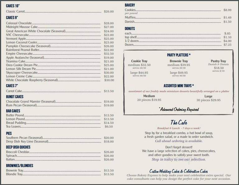 Bakery Express - Windsor Mill, MD menu_pic