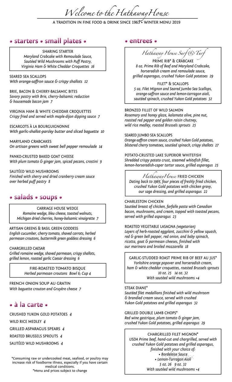The Hathaway House - Blissfield, MI menu_pic