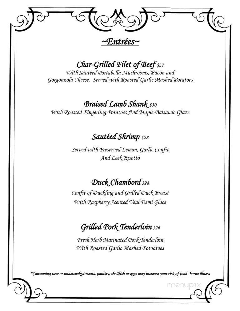 Byron's Dining Room at The Mercersburg Inn - Mercersburg, PA menu_pic