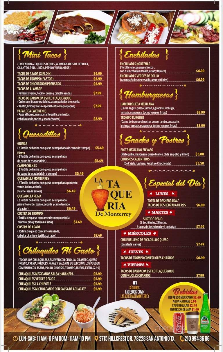 Taqueria Mexico Lindo - San Antonio, TX menu_pic