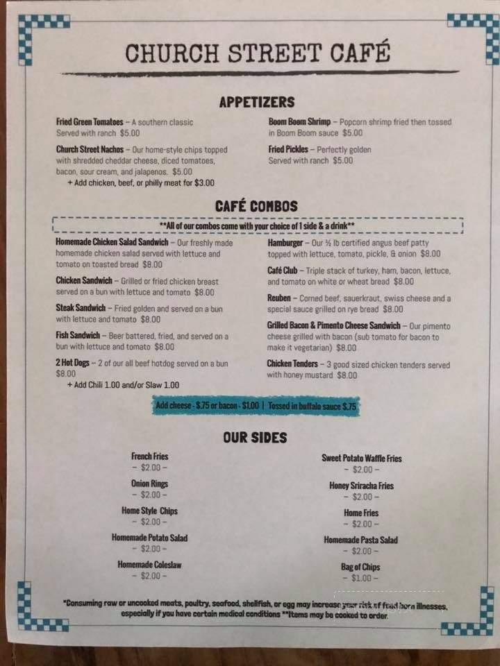 Church Street Coffee - Hahira, GA menu_pic