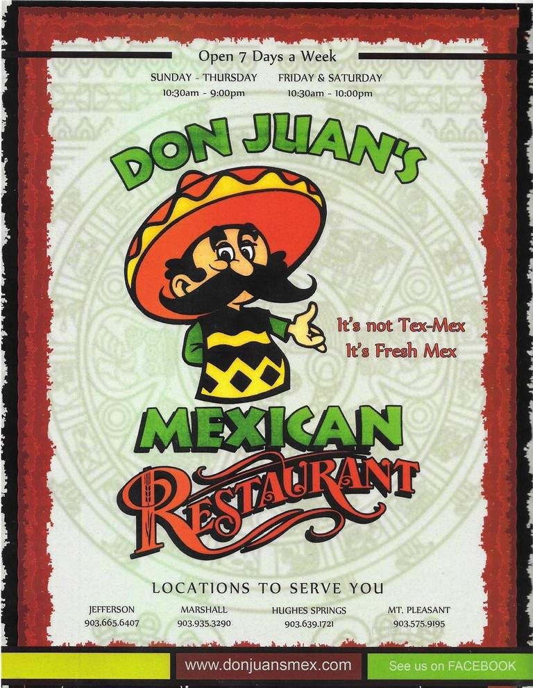 Don Juan's Mexican Restaurant - Hughes Springs, TX menu_pic