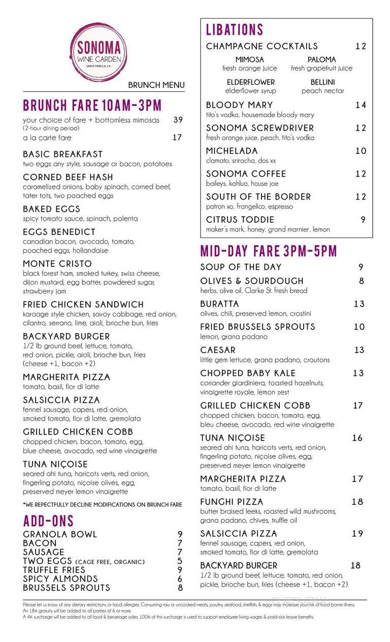 Sonoma Wine Garden - Santa Monica, CA menu_pic