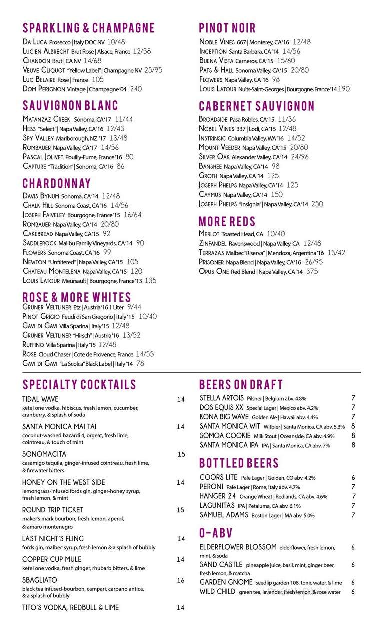 Sonoma Wine Garden - Santa Monica, CA menu_pic