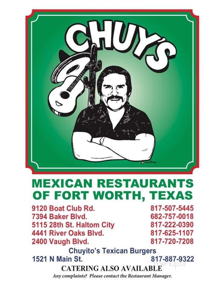 Chuy's 5 - Haltom City, TX menu_pic