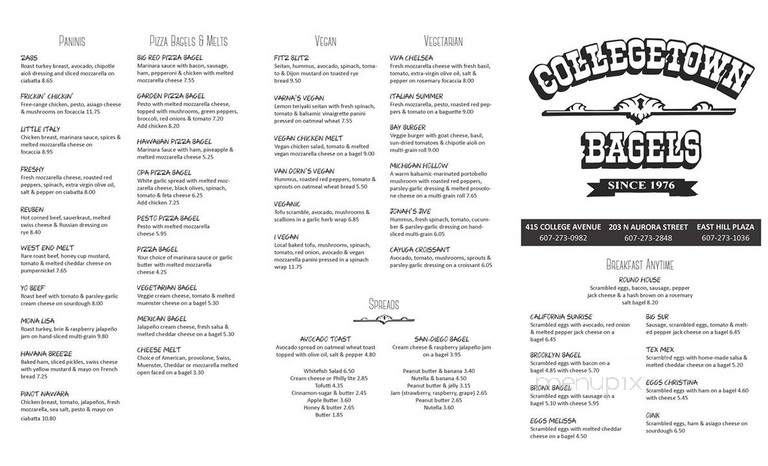 Collegetown Bagels - Ithaca, NY menu_pic
