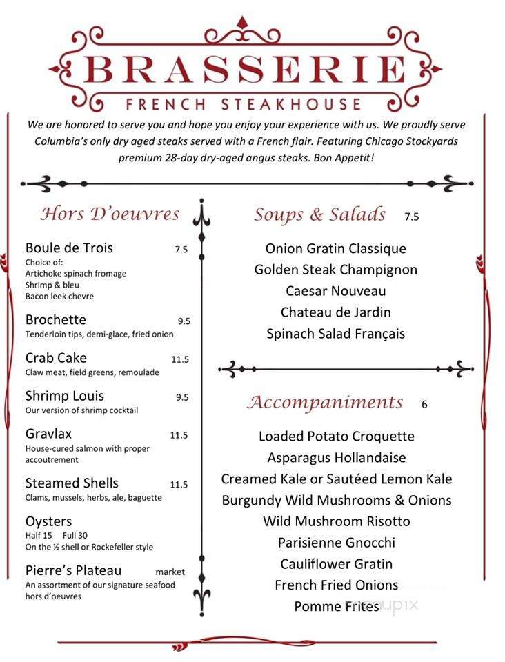 Brasserie - Kansas City, MO menu_pic