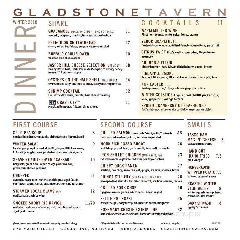 Gladstone Tavern - Gladstone, NJ menu_pic