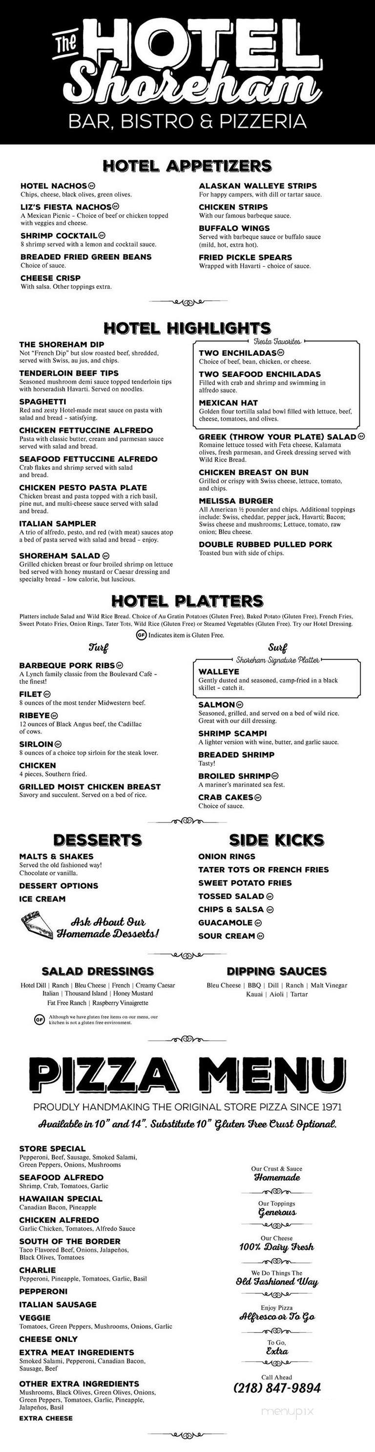 Hotel Shoreham Pizza Bistro - Detroit Lakes, MN menu_pic