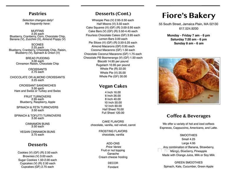 Fiore's Bakery - Jamaica Plain, MA menu_pic