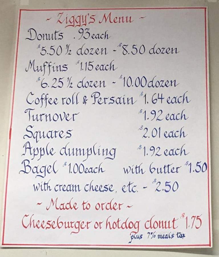 Ziggy & SonsDonuts - Salem, MA menu_pic