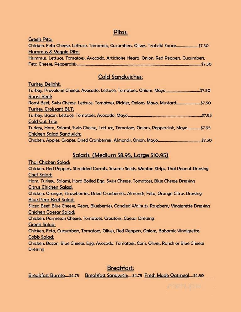 Savona Coffee House - Vancouver, WA menu_pic