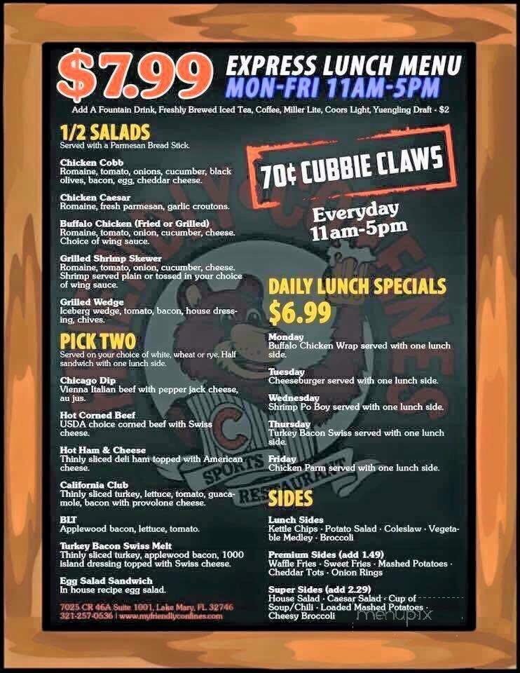Friendly Confines - Lake Mary, FL menu_pic