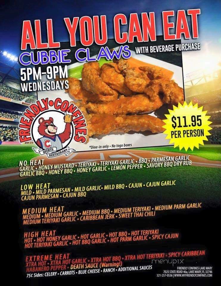 Friendly Confines - Lake Mary, FL menu_pic