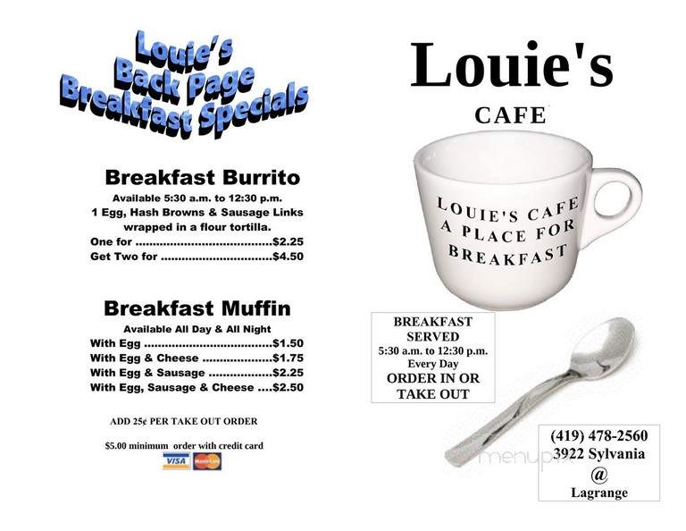 Louie's J J's Cafe - Toledo, OH menu_pic