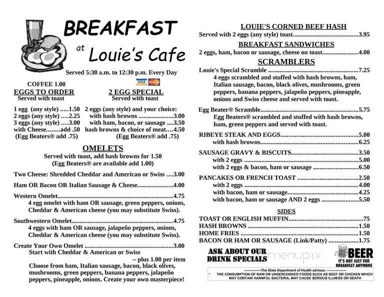 Louie's J J's Cafe - Toledo, OH menu_pic