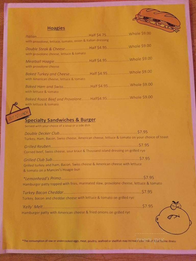 Lemonhead's Brightwood Grille - Bethel Park, PA menu_pic
