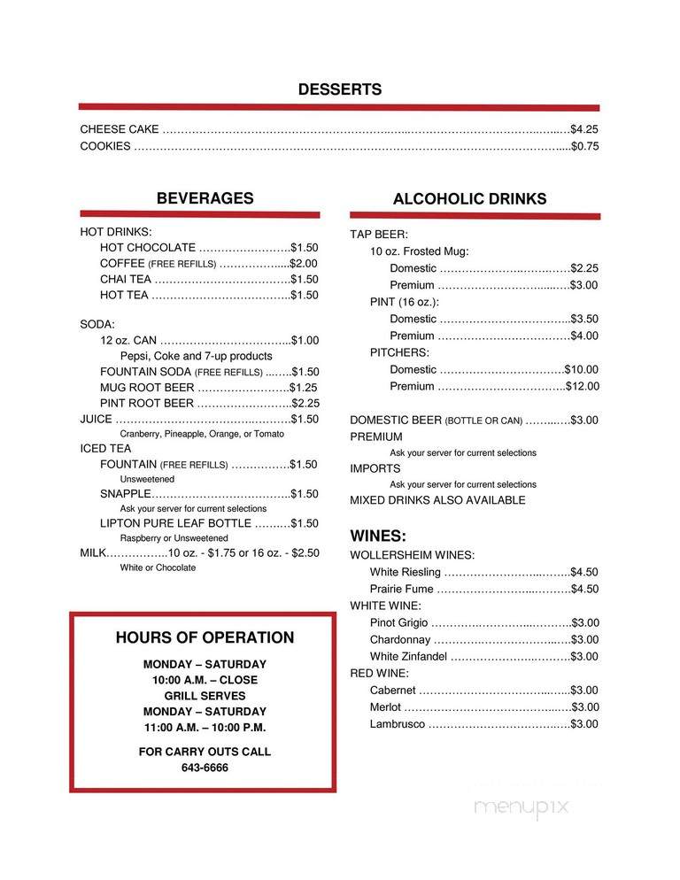 The Press Box Bar & Grill - Sauk City, WI menu_pic