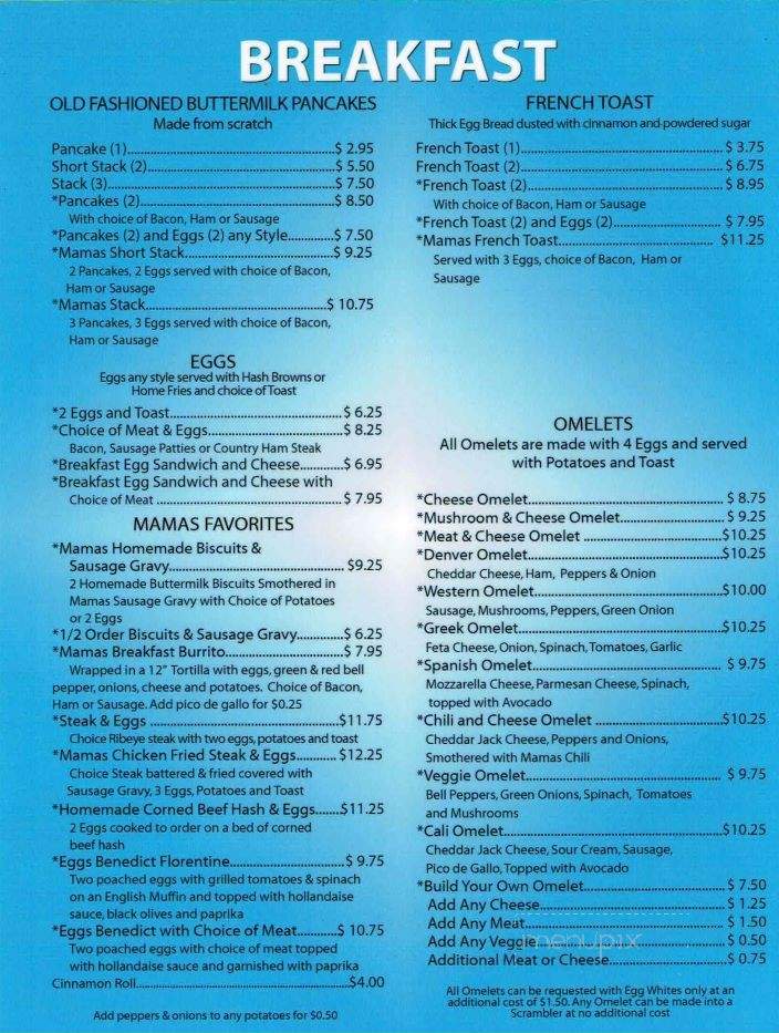 Mr. Mama's Breakfast & Lunch - Las Vegas, NV menu_pic
