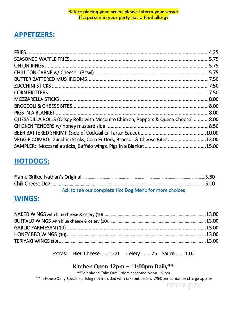 Tidewater AAA Pub - Southampton, NY menu_pic