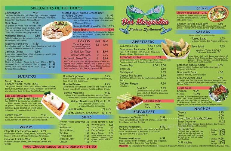Dos Margaritas 3 - Jasper, GA menu_pic