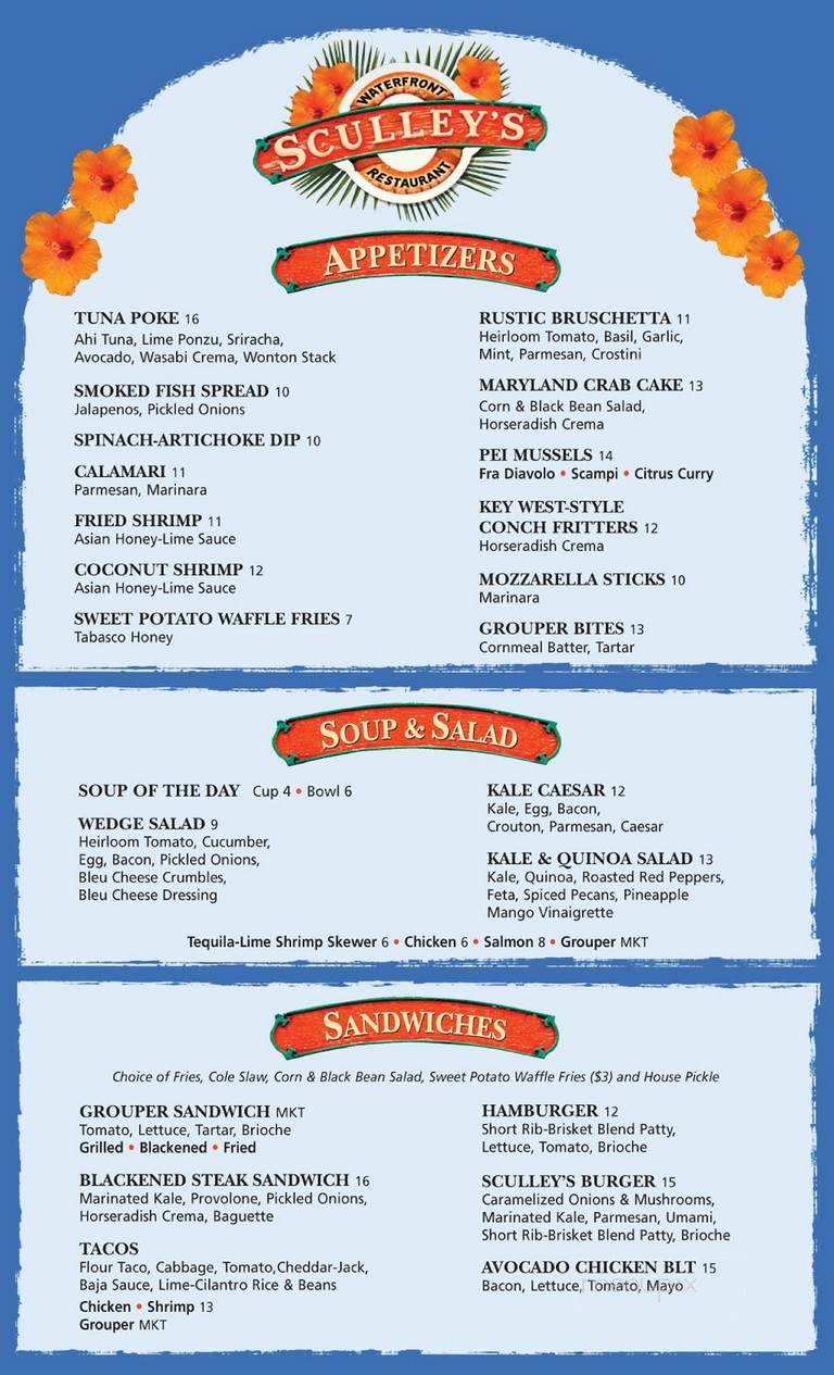 Sculley's Boardwalk Grille - Madeira Beach, FL menu_pic